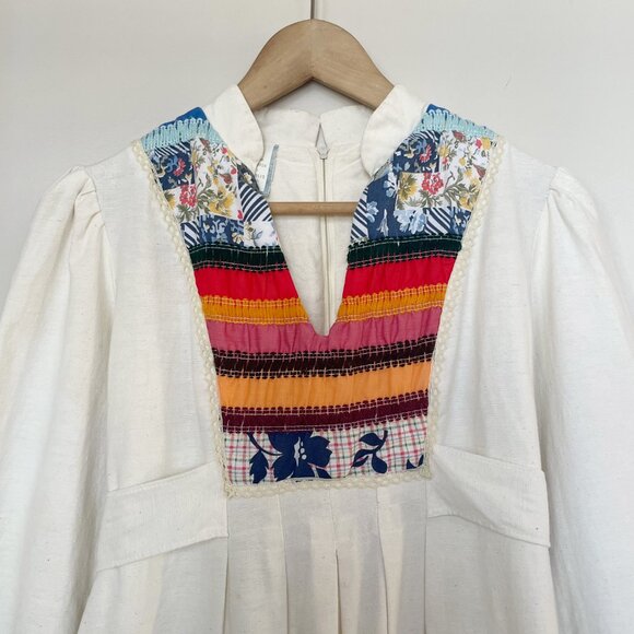 Vintage Patchwork Maxi Dress Boho Folk Caftan Sz 9 S Small - Picture 3 of 8